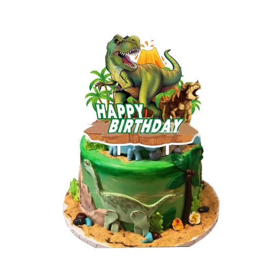 Fierce T Rex Dinosaur themed cake topper for your birthday cake decoration! Dinosaur T Rex Cake Topper made from art card paper. Easy assembly. Affordable and cool cake decoration for your birthday cakes.
