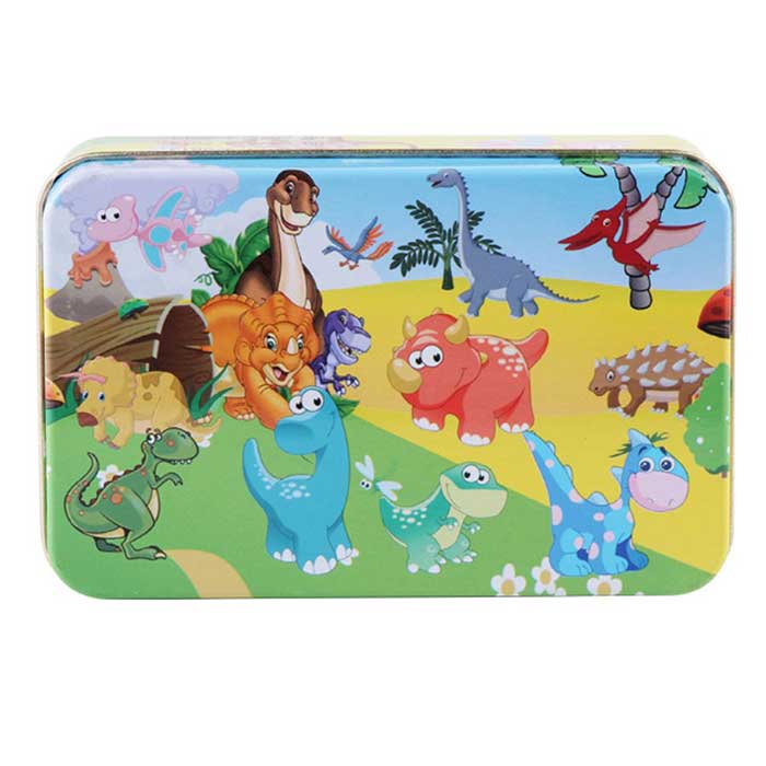 Load image into Gallery viewer, Puzzle in a Tin Box - Dinosaur Land theme Puzzles are great little gifts to pack for goody bags. All kids love to play with jigsaw puzzles!
