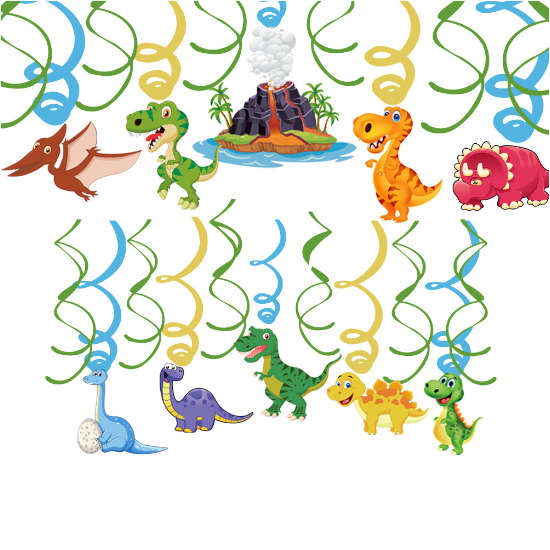 Dinosaur Party Swirl Decoration (10pc)
