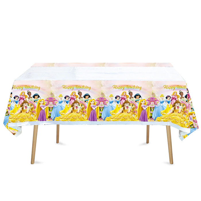 Lovely princesses tablecover featuring the princesses Cinderella, Belle, and Ariel.