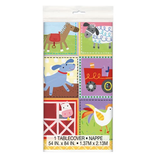 Load image into Gallery viewer, Have fun with an animal-filled Barnyard Bash Party! Barnyard Animals Party Plastic Table Cover. 
