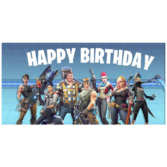 Load image into Gallery viewer, Cool and stylish Fortnite Banner for a remarkable birthday backdrop. Get ready for some gaming adventure at the birthday celebration.
