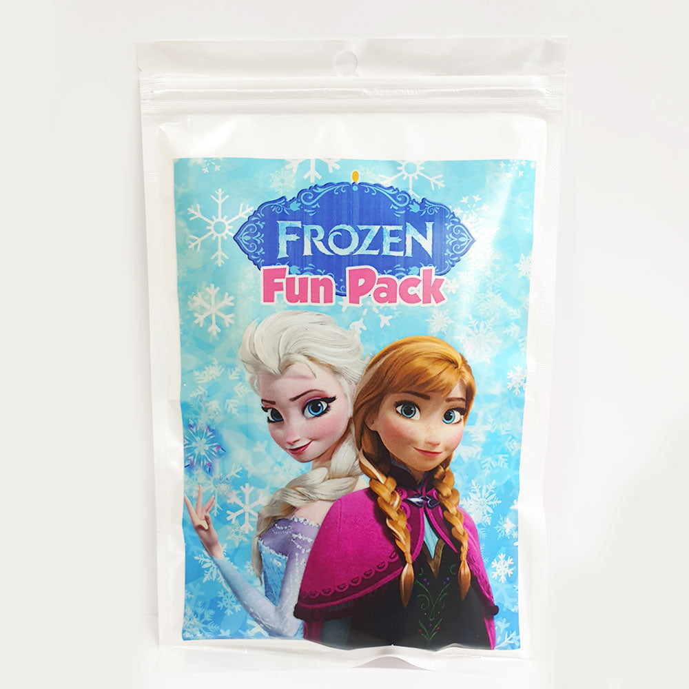 Frozen Fun Pack - Featuring the Queen Elsa and Princess Anna. Goody Bags with games, stickers and colouring - A perfect favour gift pack to mark the fun and interesting Birthday Party. 