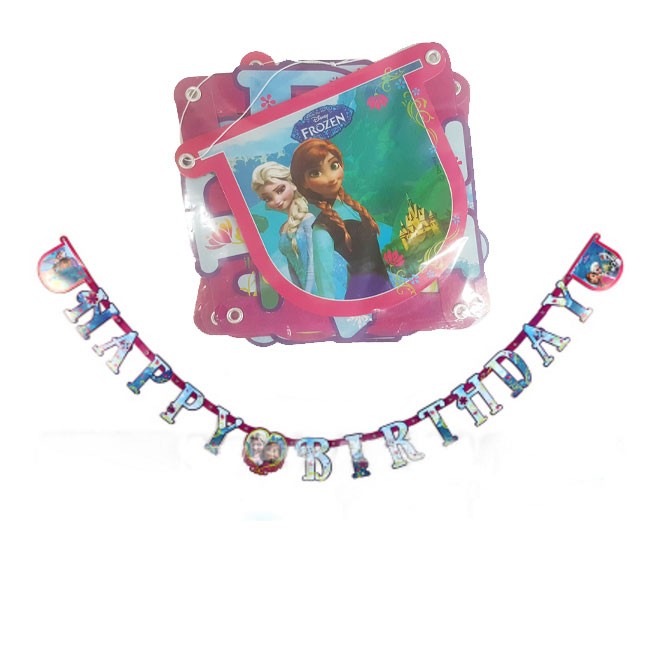 Frozen Elsa and Anna Party Banner for decorating the birthday party venue and fill the atmosphere in celebratory magic!