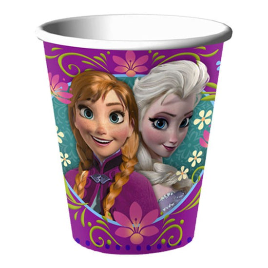 Lovely party cups printed with the Frozen sweethearts, Elsa & Anna. Package includes 8 pcs of lovely Frozen paper cups to match your party theme. Cups are versatile enough to serve warm or cold beverages.