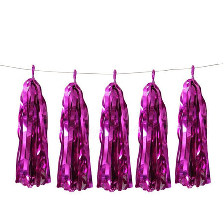 Fuchsia or Hot Pink Foil Part Tassels Decoration Kit.