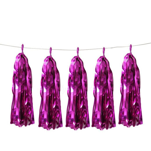Load image into Gallery viewer, Fuchsia or Hot Pink Foil Part Tassels Decoration Kit.
