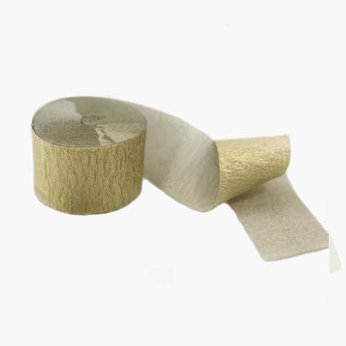 Gold Crepe Paper party streamers for birthday party decoration.