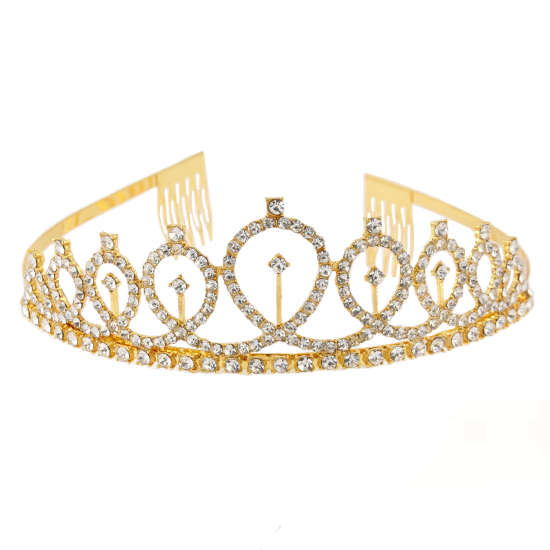 Gold Diamanté Tiara Crown