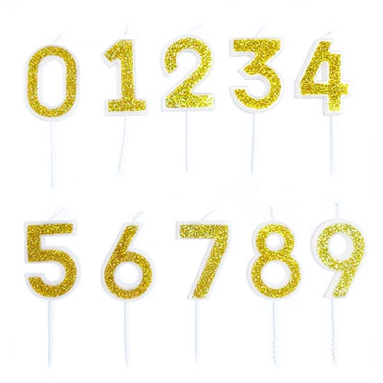 Gold Glitter Number Candles  Great for birthday cake or cupcakes decoration!