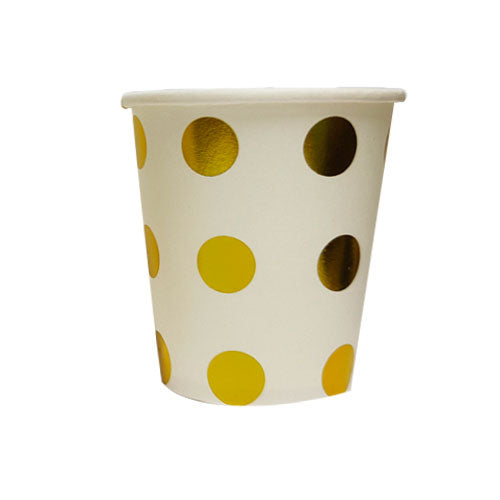 Big Gold Dots Paper Cups - Party Disposables, Paper Plates Singapore