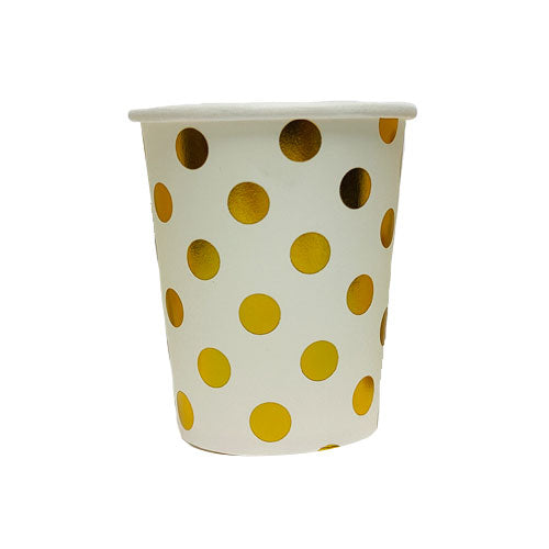 10 pieces of golden polkadots party cups.
