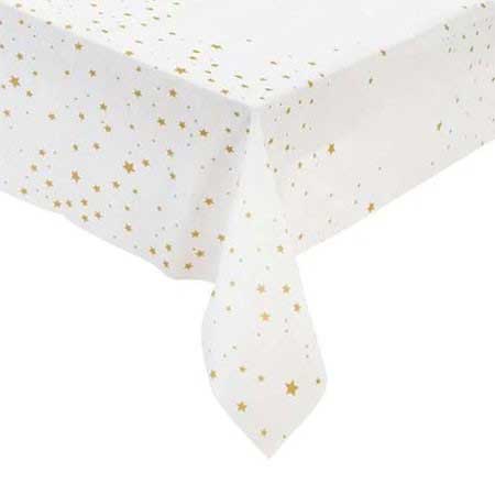 Shimmering Stars themed will need a table cover like this for a remarkable cake cutting table display.