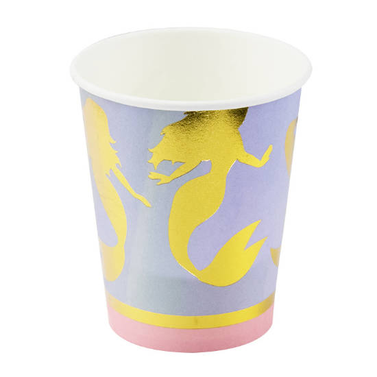 Load image into Gallery viewer, Golden Mermaid Party Cups to serve the drinks at the dessert table.
