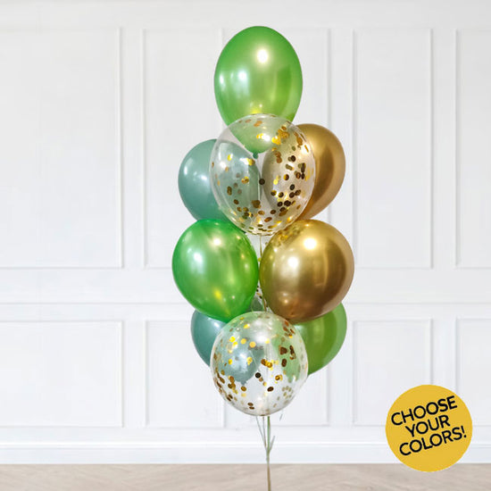 Chrome Gold and Green balloon bouquet