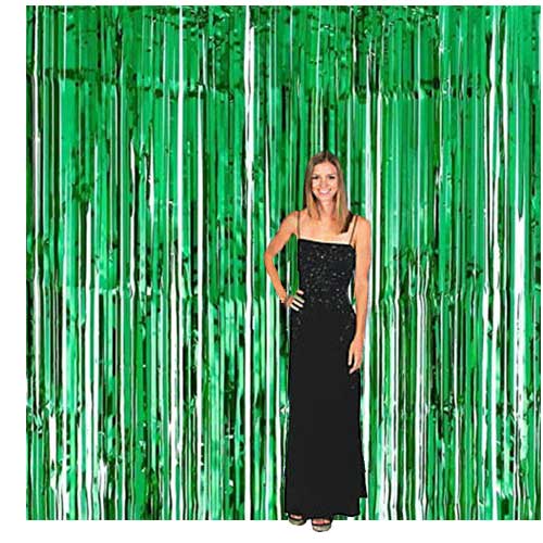 Green Foil Backdrop for a jungle animal themed birthday party
