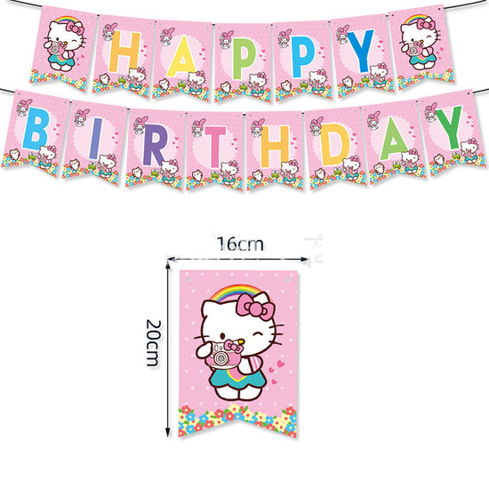 Sweet Hello Kitty Kawaii Happy Birthday Banner.