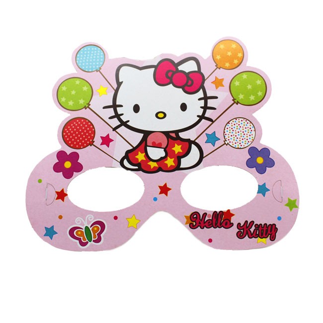 Birthday girl dressed with a nice Hello Kitty style eye mask.