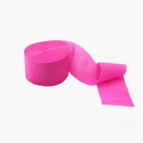 Hot Pink Crepe Paper party streamers for birthday party decoration.
