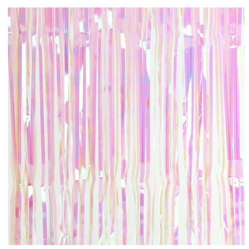 Load image into Gallery viewer, Iridescent foil backdrop available in store for your birthday party decoration.
