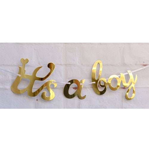 It's a Boy Gold Foil Banner from $5.90 for your baby shower catering party decorations.