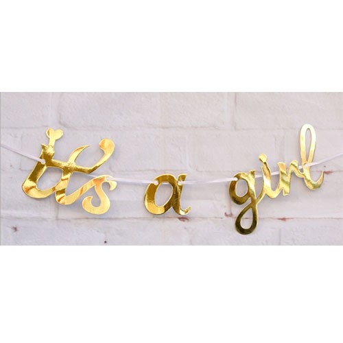 It's a Girl Gold Foil Banner from $5.90 for your baby shower catering party decorations