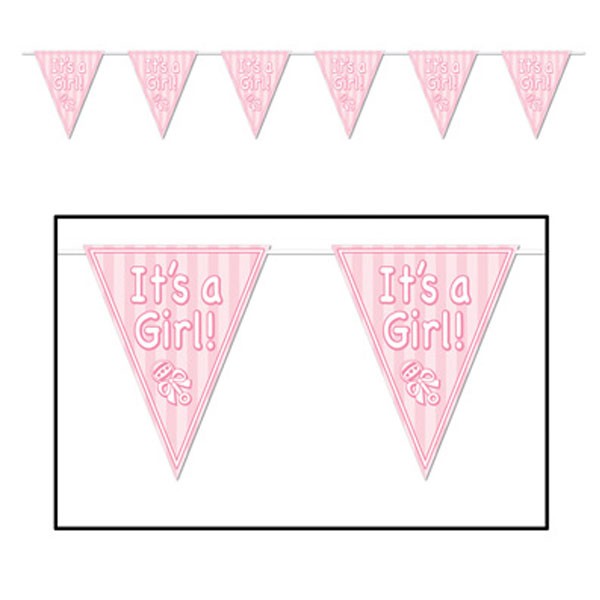 Lovely Pennant Banner to declare the arrival of your sweet little babyEach - Great for indoor or outdoor use. Banner Measures 10 inches x 12 feet.