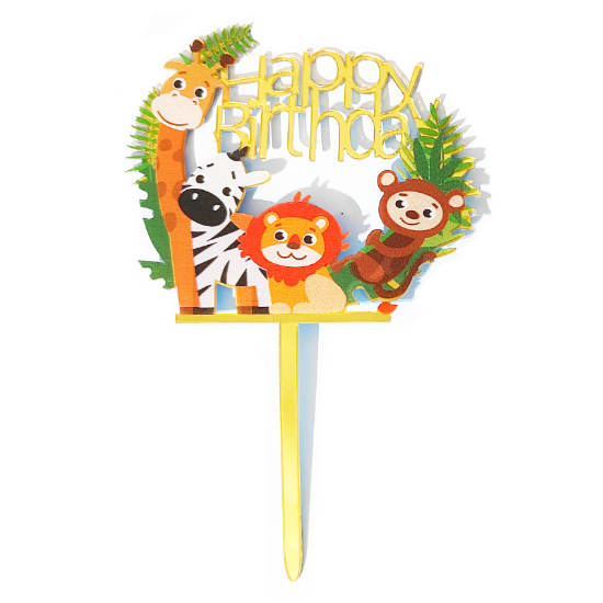 Cute Jungle Animals  Acrylic Cake Topper.