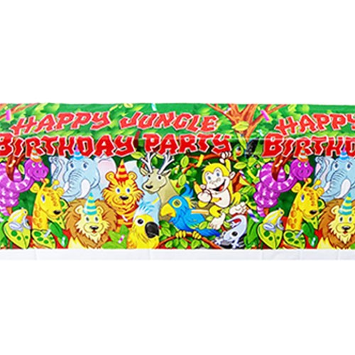 Get this coloured Safari Jungle Animals tablecover to decorate your cake table and take some memorable photos for your party event! Featuring all the cute little wild animals.