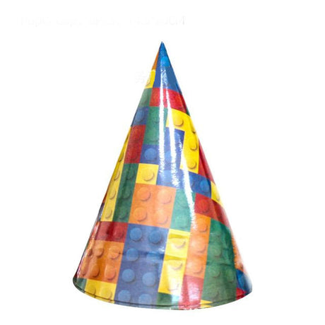 Lego Bricks Party Hats for the colourful style birthday party.