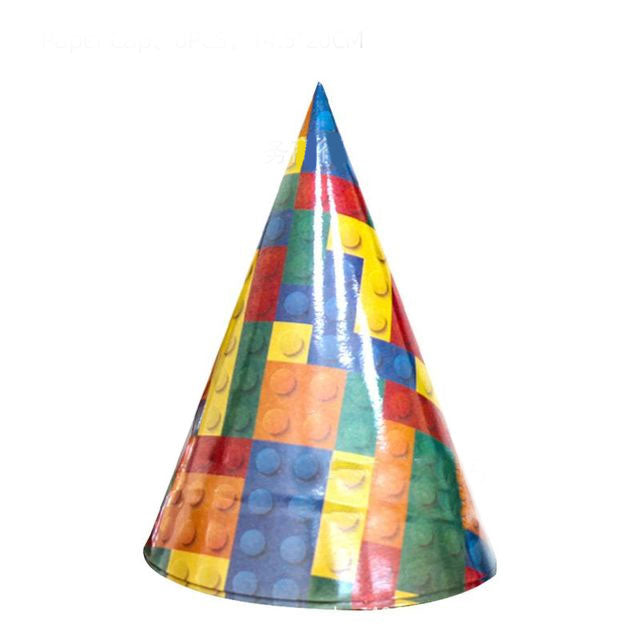 Lego Bricks Party Hats for the colourful style birthday party.