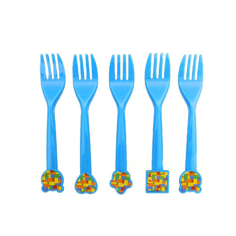 Lego Building Blocks party forks! Fun cutlery for your party guests. Completes the table setup for the party!