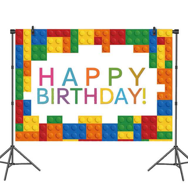 Lego Bricks party fabric backdrop banner.