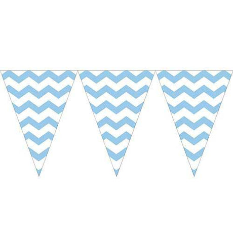 Light Blue Chevron Triangle Party Bunting Flag Banners.