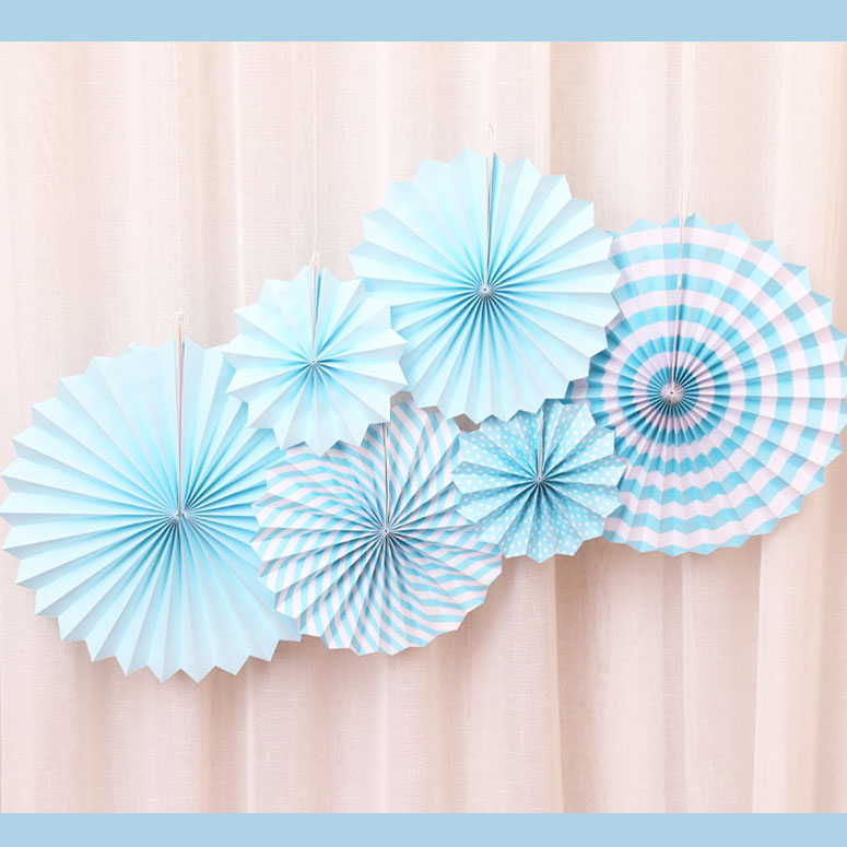 WHOLESALE PARTY SUPPLIES Light Blue Paper Fan Decoration Set Kidz