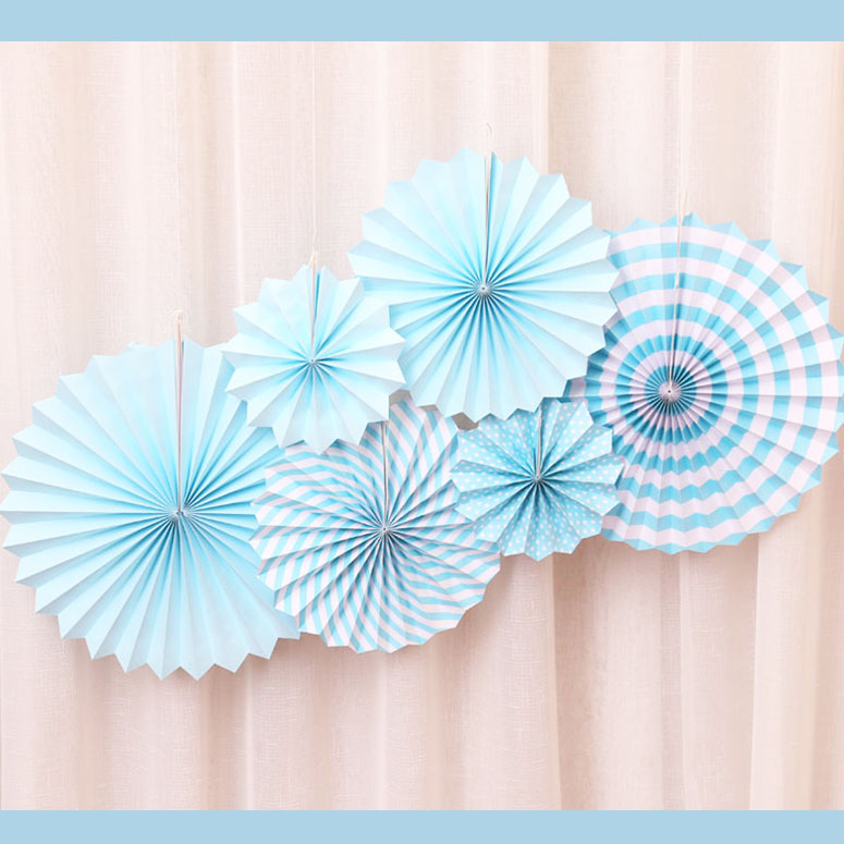 Paper fan decorations never fail to boost any backdrop decoration. They add to the colours and gives a special layered effect.   Great for Baby Boy birthday, or 1st birthday.