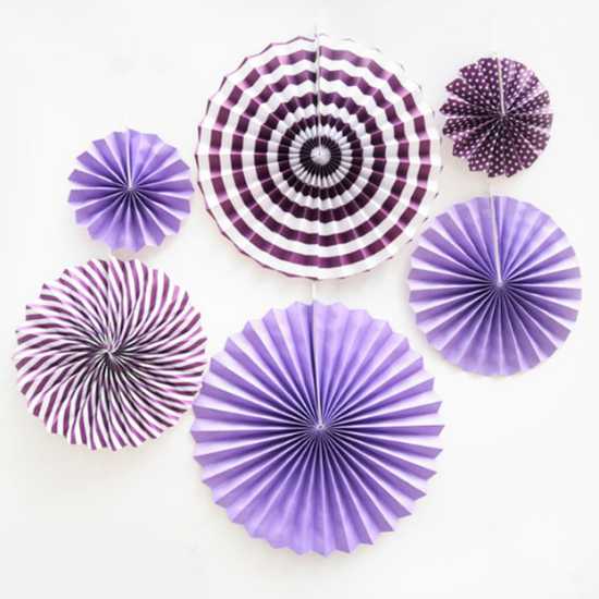 Lilac Paper Fan Decoration Set