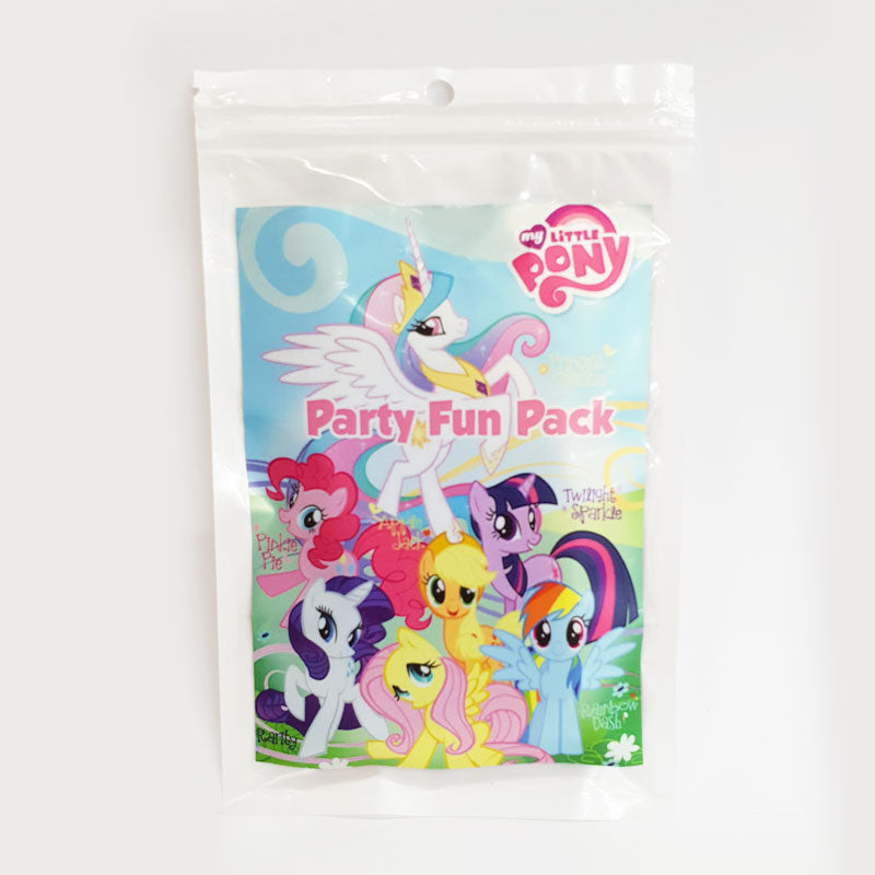 My Little Pony Fun Pack -  featuring Pinkie Pie, Rainbow Dash, Twilight Sparkle, Princess Celestial and more! with games, stickers and colouring - A perfect favour gift pack to mark the fun and interesting Birthday Party. 
