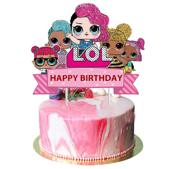 LOL Surprise cake topper to decorate your sweet pink birthday cake.