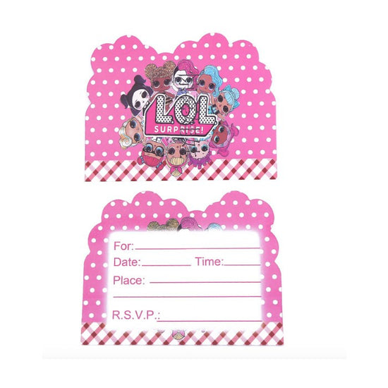 LOL Surprise party invitation cards to send to the little guests informing them the details of your LOL Surprise Birthday Party!