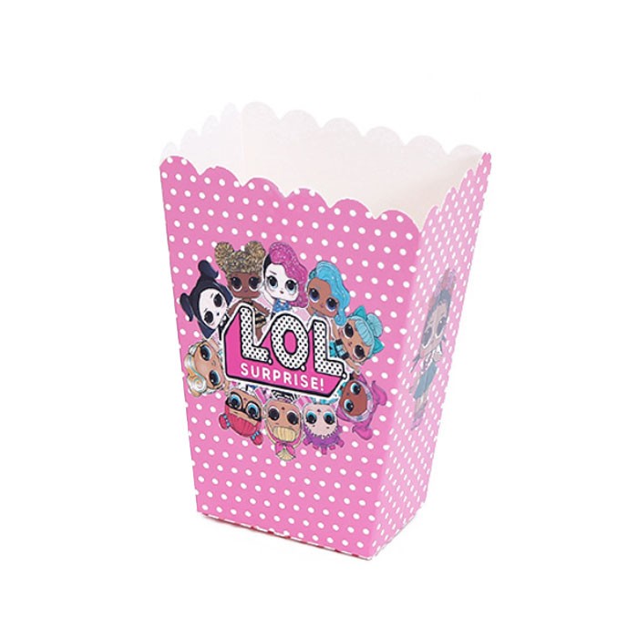 Lovely popcorn boxes in LOL Surprise party theme.