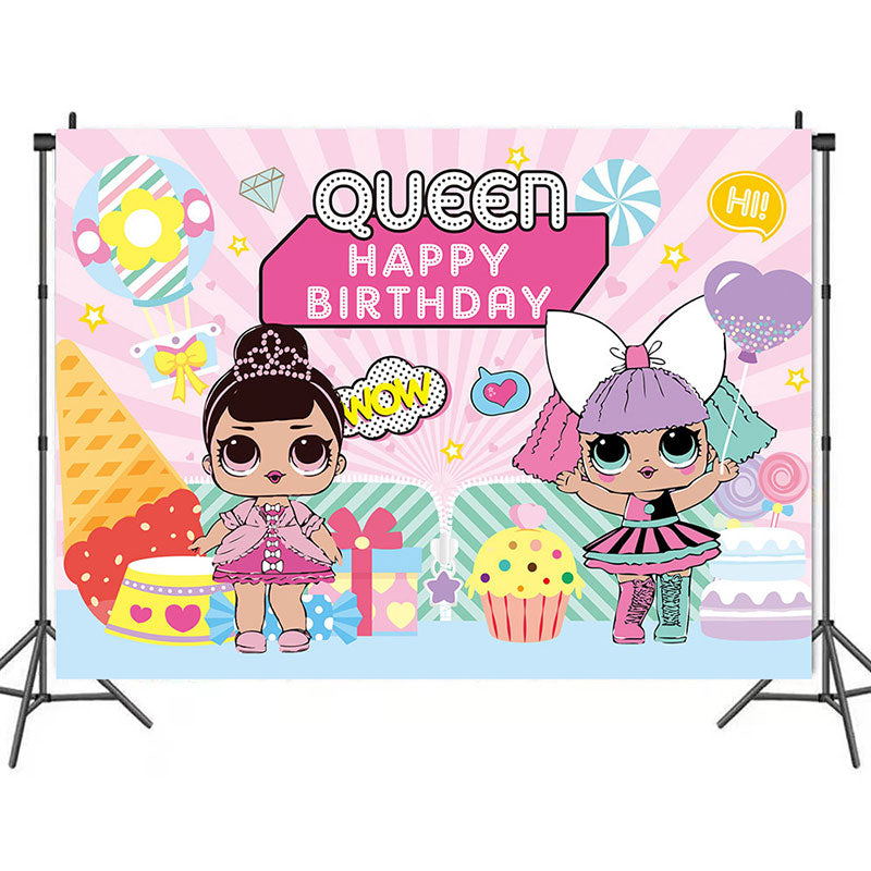 LOL Surprise Happy Birthday Backdrop for party decoration.