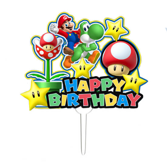 Super Mario and Yoshi Acrylic Cake Topper