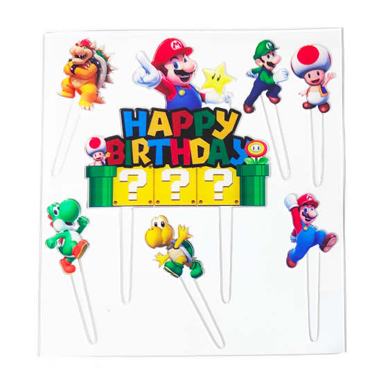 Mario Acrylic Bday Cake & Cupcake Toppers  Birthday Cake Singapore – Kidz  Party Store
