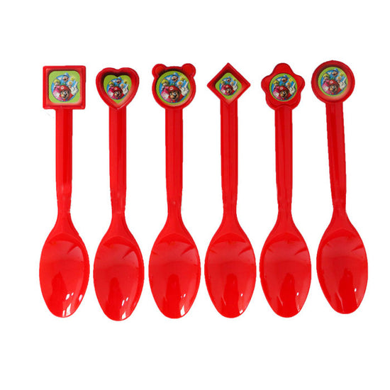 Load image into Gallery viewer, Super Mario Bros themed disposable party spoons for the dessert table.
