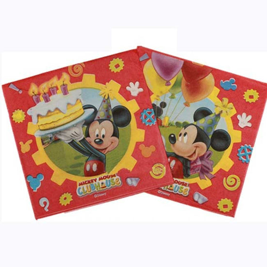 Load image into Gallery viewer, Bright coloured Mickey themed party napkins for you to spice up the birthday celebration. Check them out at Singapore No 1 Party Shop.
