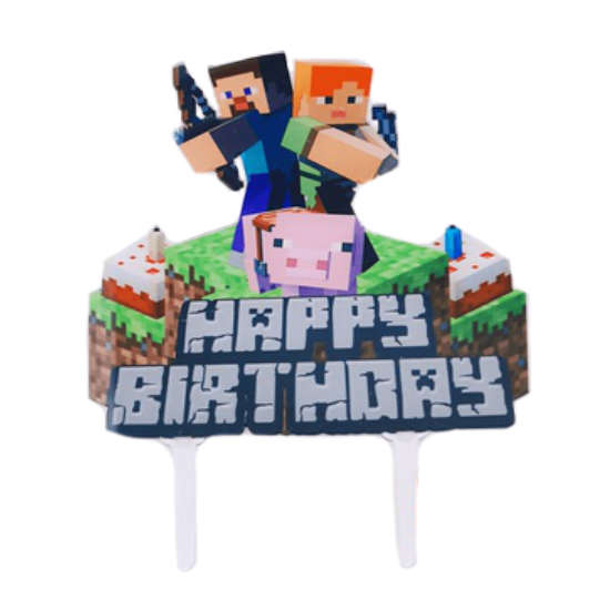 Load image into Gallery viewer, Minecraft birthday cake decoration with this acrylic cake topper.
