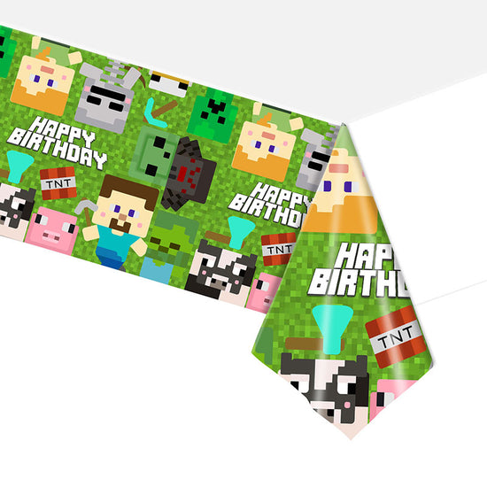 Minecraft Pixels Happy Birthday Table cover.