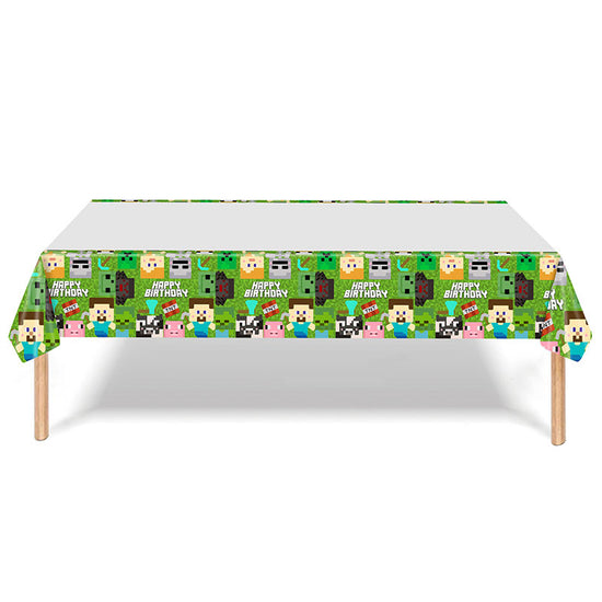 Dress up your birthday cake table with a cool Minecraft Pixels Table Cover.