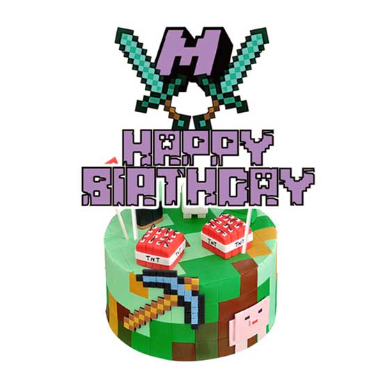 Minecraft Cake Topper to complete your Minecraft birthday cake decoration. From Party Supplies Singapore.